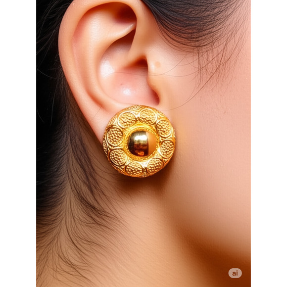 Christian Dior Medallion Pierced Earrings - Signed Vintage Chic Estate Find - Picture 2 of 11